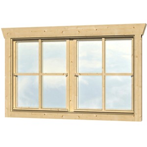 Skan Holz Doppelfenster für 28 mm Gartenhäuser, Holzrahmen mit Sprossen und Echtglas.