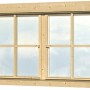 Skan Holz Doppelfenster für 28 mm Gartenhäuser, Holzrahmen mit Sprossen und Echtglas.