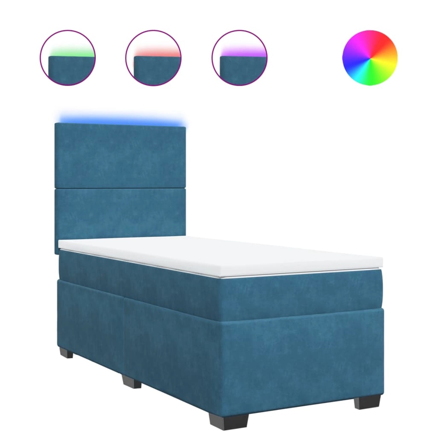 vidaXL Boxspringbett mit Matratze Blau 90x200 cm Samt 3293108 günstig online kaufen