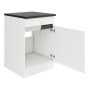 Optifit Spülenunterschrank Luca932, 60 cm, weiß/anthrazit mit offener Tür.