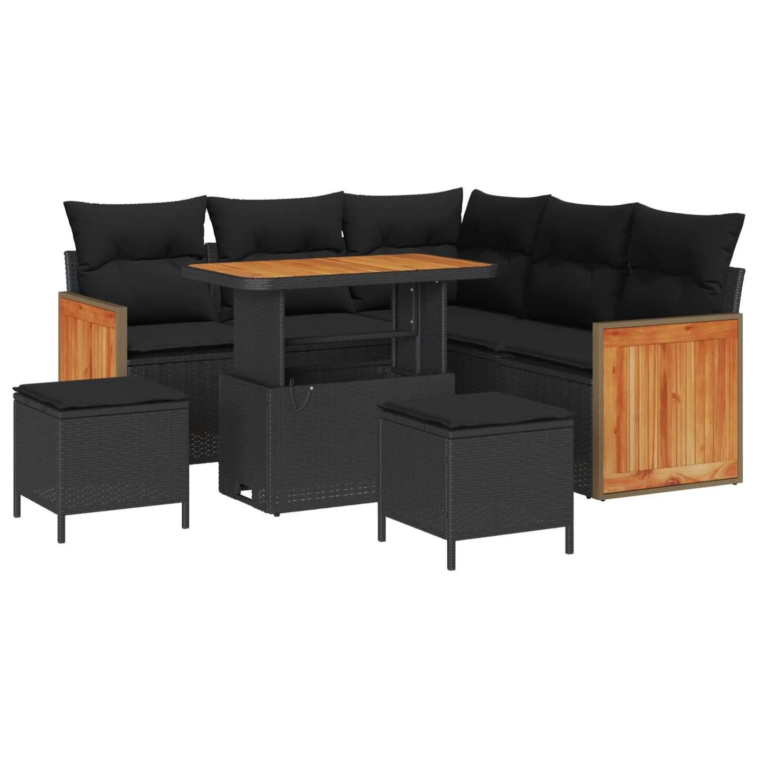 vidaXL Gartensofa-Set mit Kissen 8 Stk Schwarz 3363304