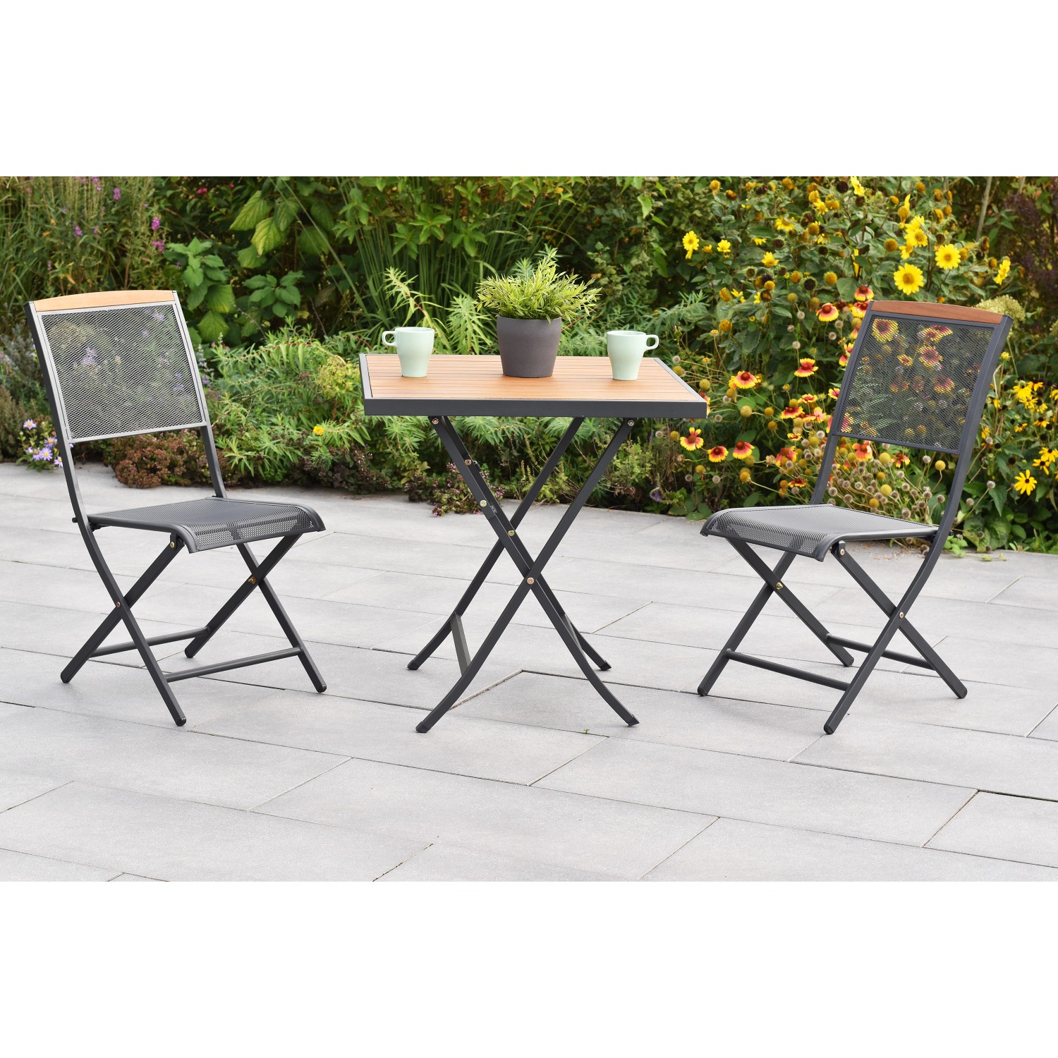 Merxx Patmos Set 3-tlg. 2 Klappstühle Klapptisch 70x70 cm günstig online kaufen