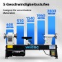 Wiltec Drechselbank mit 5 Geschwindigkeitsstufen (600-2800 U/min) für Holzbearbeitung. Vielseitige Drechselmaschine.