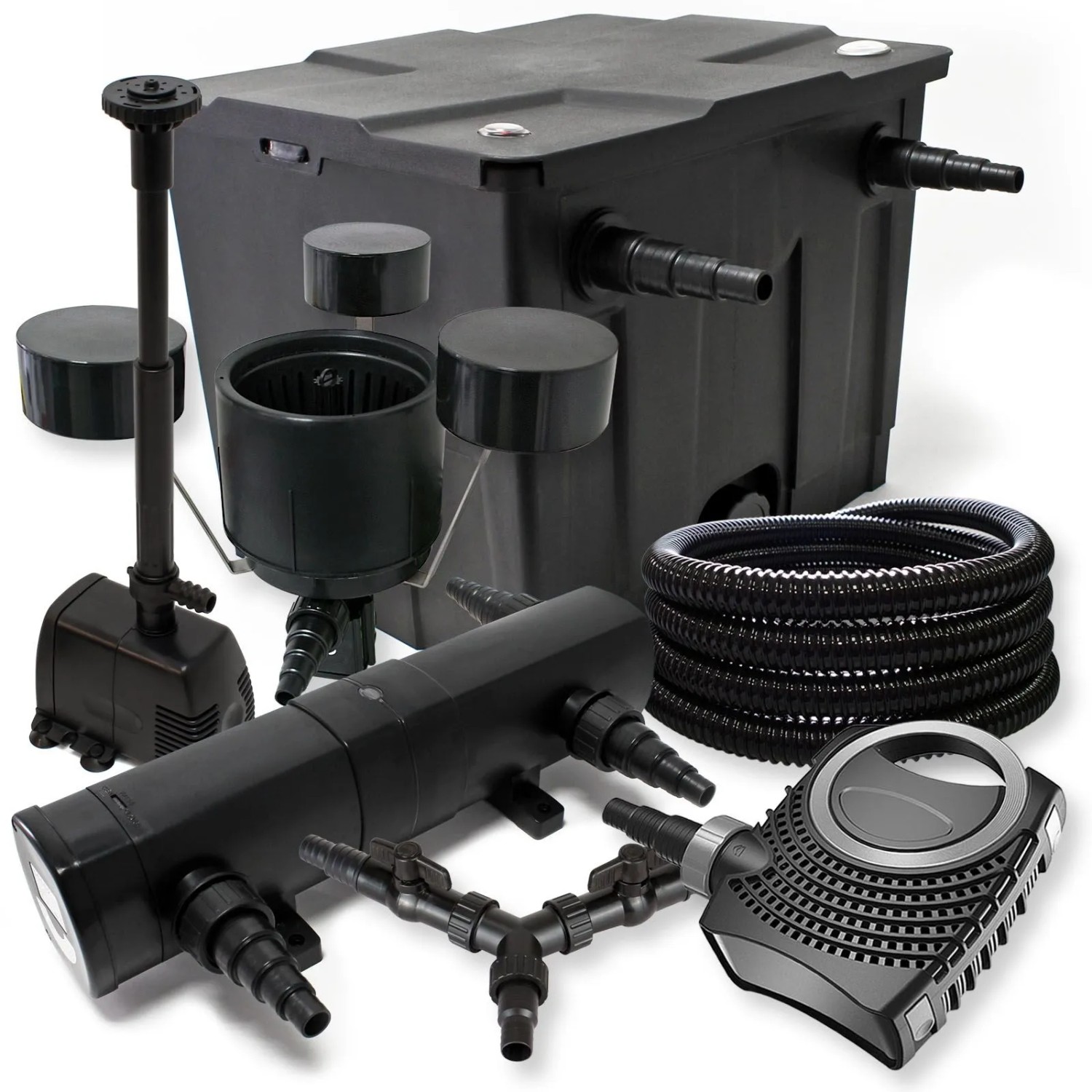 Sunsun Filterset 12000L 36W Teichklärer Neo8000 Schlauch Skimmer Csp250 Springbrunnen