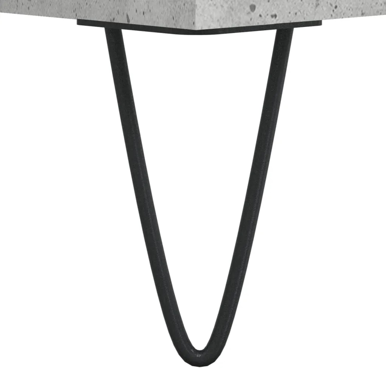 Detailansicht: Betongrauer Nachttisch mit schwarzen Metallfüßen, vidaXL.