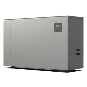 Steinbach Wärmepumpe Silent 5 kW, graue Pool Wärmepumpe mit Display.