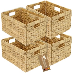 HMF 37249-S4 Aufbewahrungskorb Korb Wasserhyazinthe 4er Set Billy 35 x 25 x 20 cm