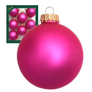 Weihnachtskugeln 8er-Set, pink matt, 7cm. Christbaumkugeln aus Glas für festliche Deko.