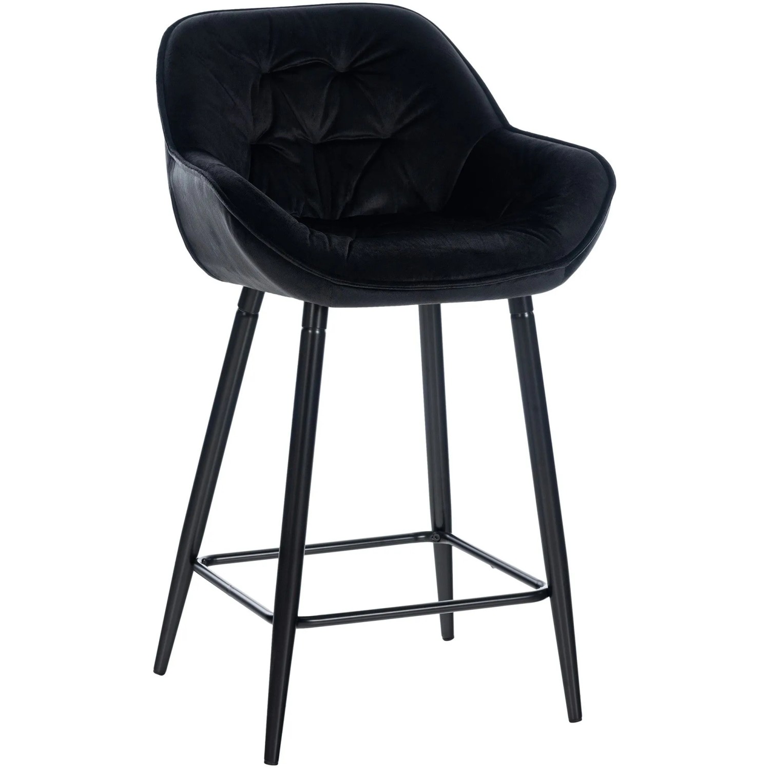 DELUKE Barhocker KUTOR Samt Schwarz 54x57,5x93,5cm Barstuhl Mit Lehne Tresenhocker Tresenstuhl