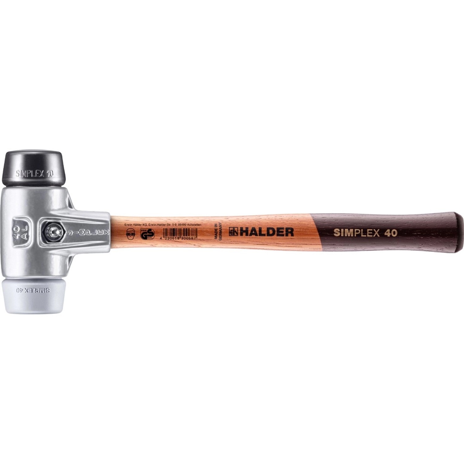 Halder Simplex Schonhammer Ø 40 mm Gummi   TPE-mid Grau mit Aluminiumgehäus günstig online kaufen