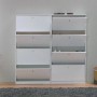 ebuy24 Schuhschrank Escape mit 8 Klappen, weiß, teilgeöffnet. Schuhkommode für Flur oder Hauswirtschaftsraum.