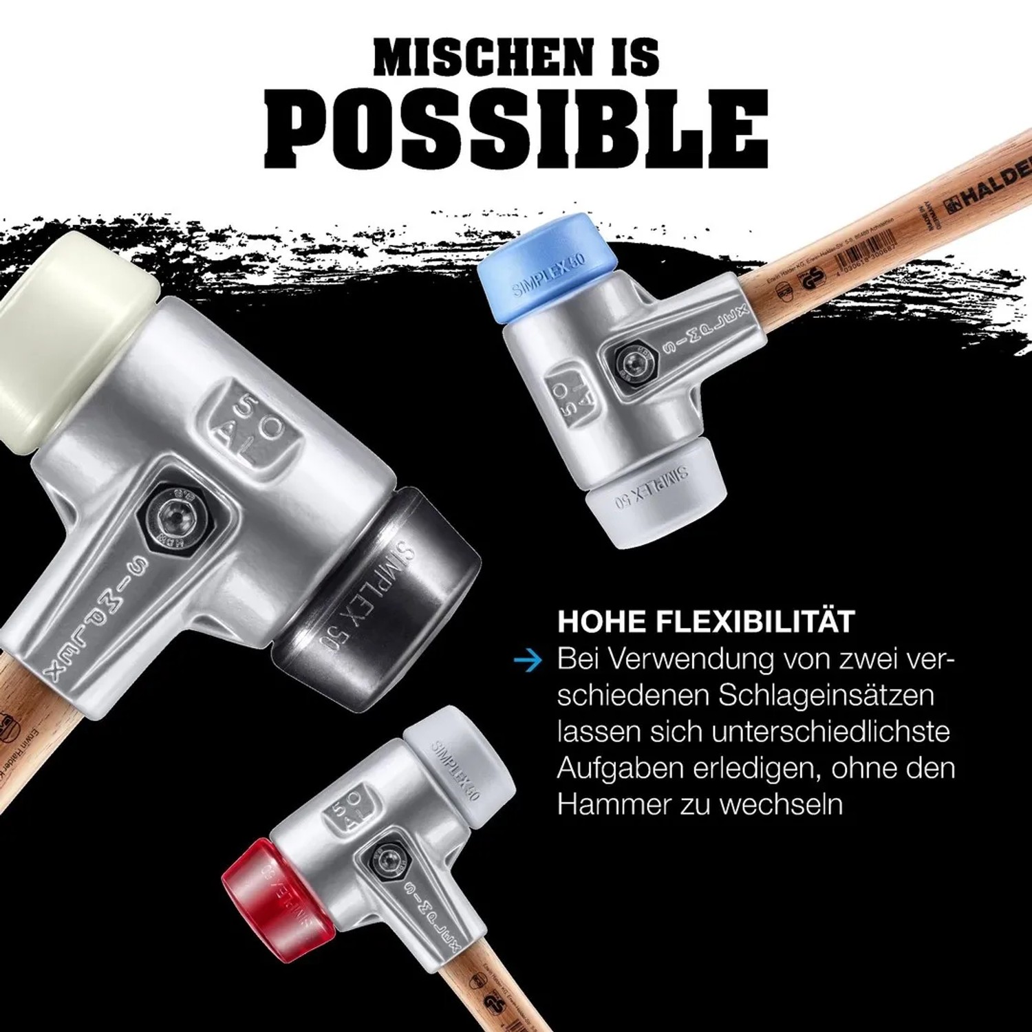 Halder Simplex Schonhammer Ø 40 mm TPE-soft Blau   Nylon mit Aluminiumgehäuse_6