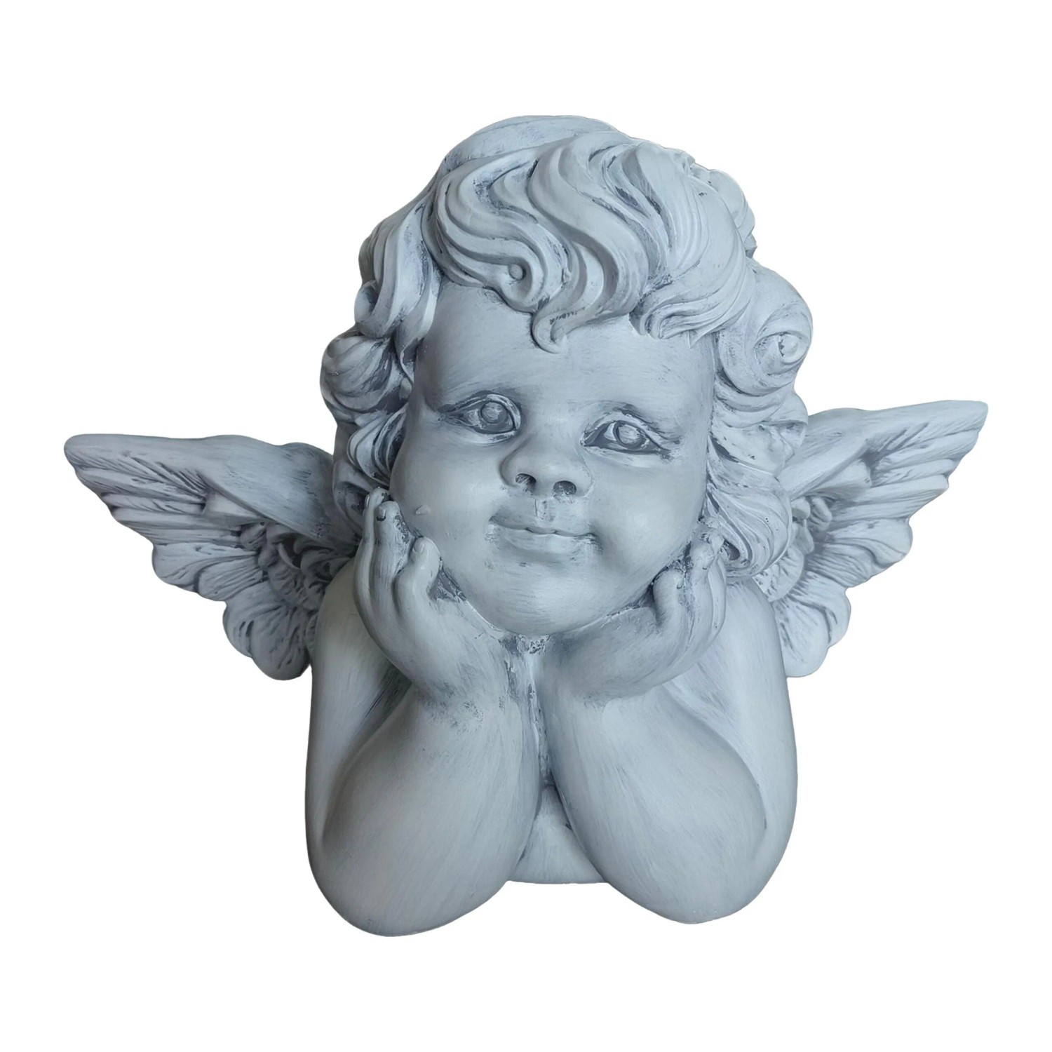 Relaxdays Grabengel Polyresin Grau Wetterfest Frostfest 31 cm x 40 cm x 22 cm