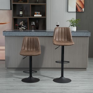2er-Set HOMCOM Barhocker, höhenverstellbar und drehbar, im Retrodesign mit braunem Bezug und schwarzem Metallgestell.