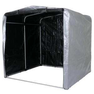 Silberne MCW Fahrradgarage N61 201x201x201cm zum Schutz vor Wind und Wetter.