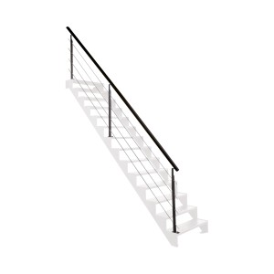 Kordo Treppengeländer-Set, 4 m, Stahl schwarz, Handlauf Universo für Treppen.