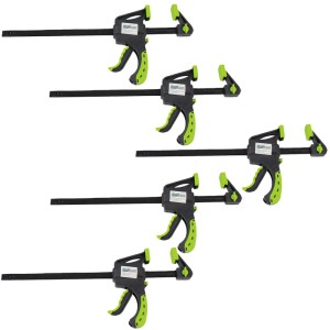 5er Set TRUTZHOLM Einhandzwingen, 150mm Spannweite, mit grünem Griff. Zangen für Heimwerker.