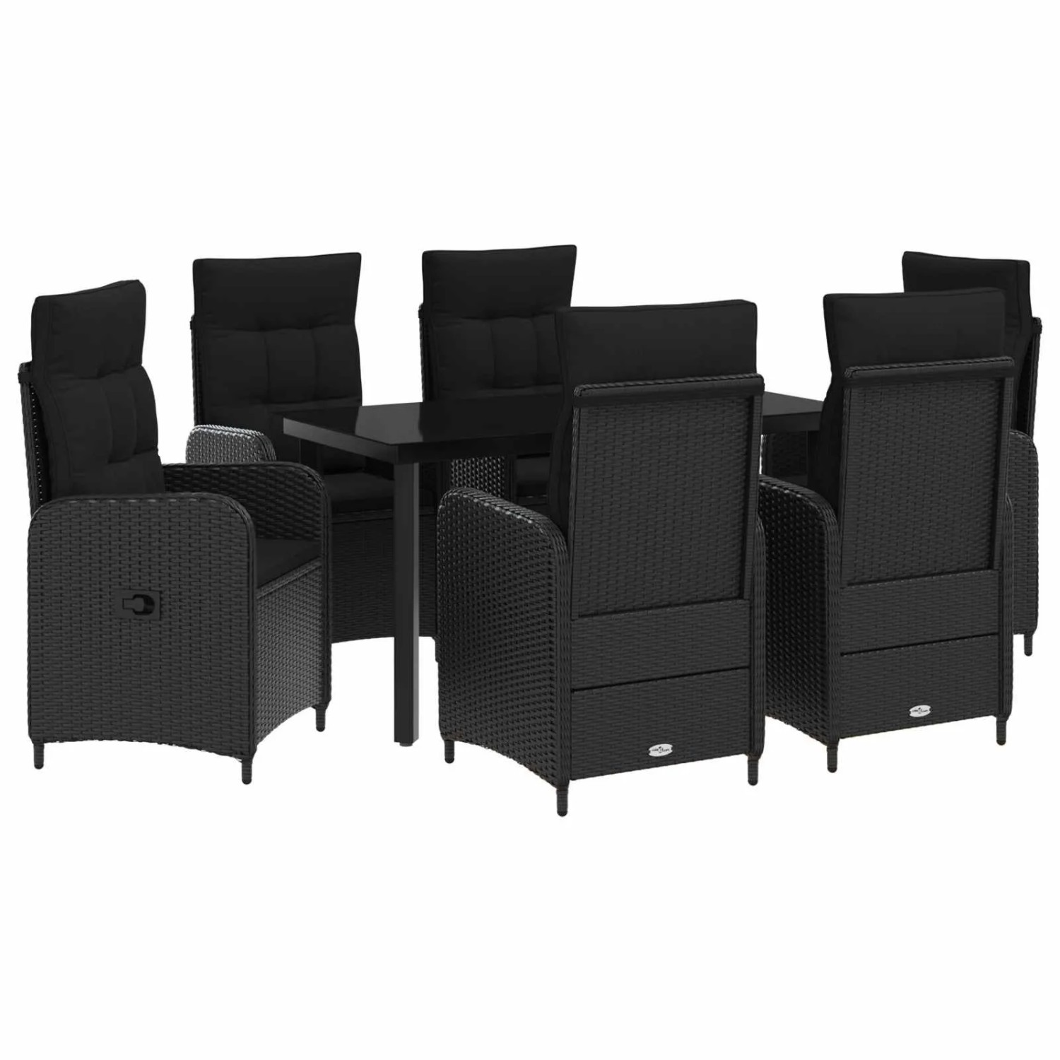 vidaXL Sofa-Tischset mit Kissen mit Kissen 7 Stk Schwarz 3422479