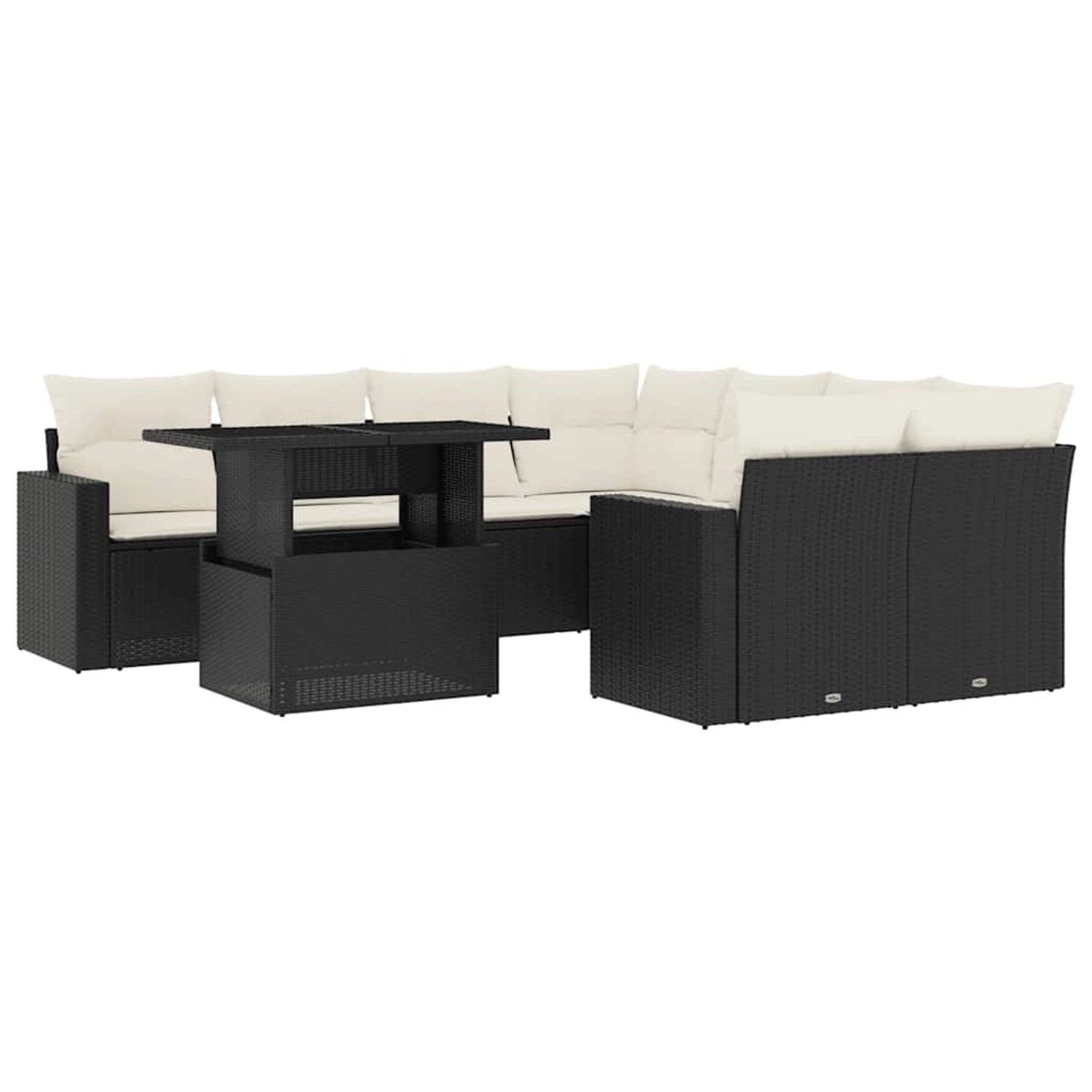 vidaXL 9-Tlg Garten-Sofagarnitur mit Kissen Schwarz Poly Rattan 3267166 günstig online kaufen