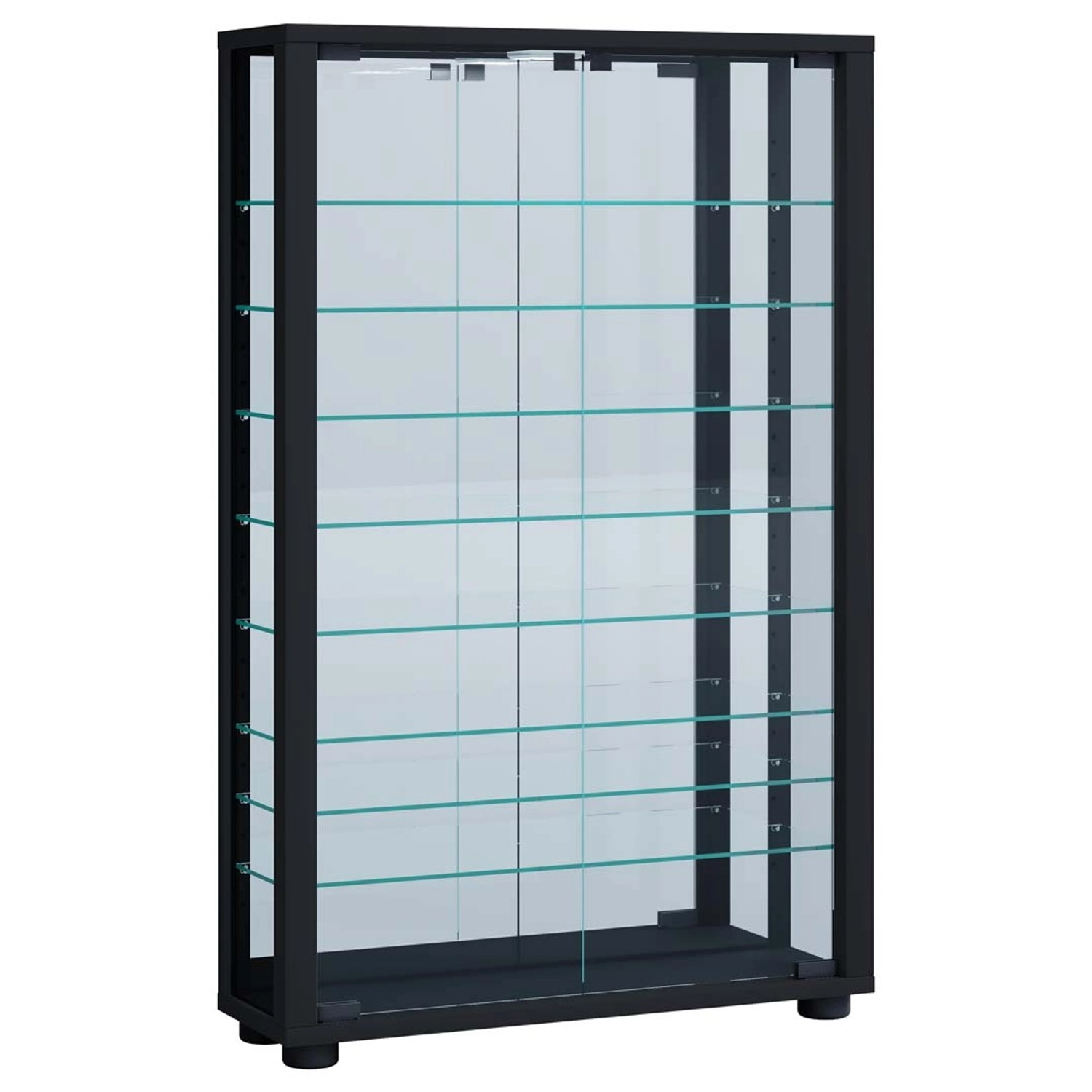 ebuy24 VitrosaMaxi Vitrinenschrank Wandhängend mit Spiegel 2 Glastüren Schw günstig online kaufen