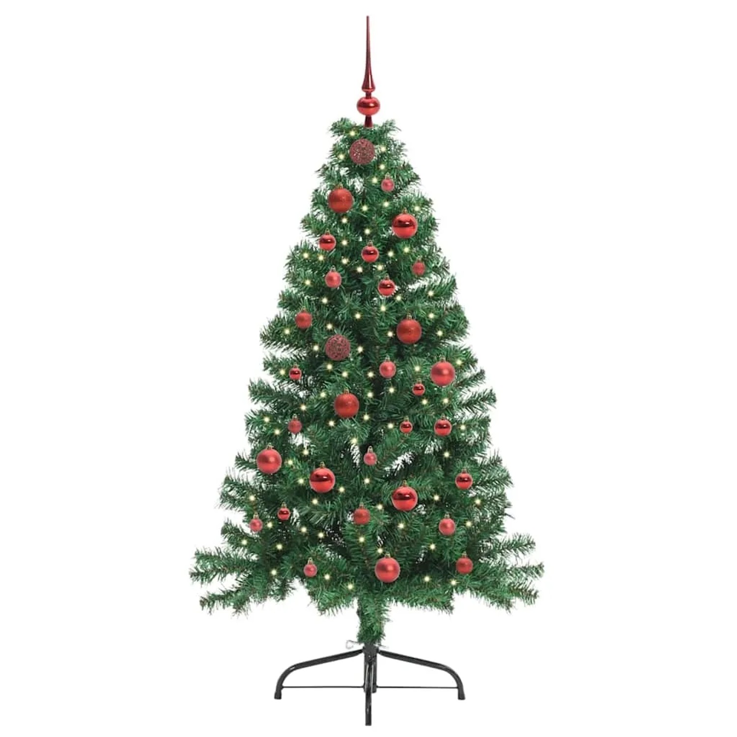 vidaXL Künstlicher Vorbeleuchteter Weihnachtsbaum Grün 150 cm PVC 3396998