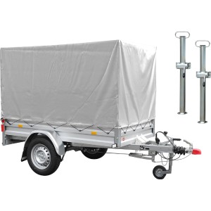 Stema Anhängerset Variolux 850 mit Hochplane, Abstellstützen und Stützrad.