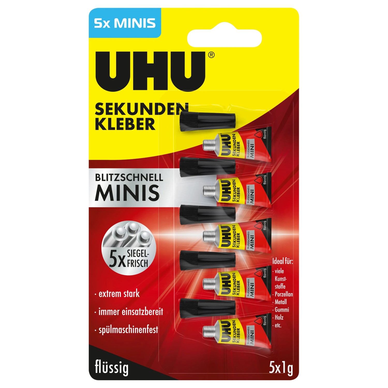 UHU Sekundenkleber Flüssig 5x1 g Translucent