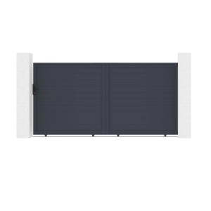 Elektrisches Schiebetor Casanoov Eiger, 3,5 m breit, mit Antrieb. Gartentor aus Aluminium in Anthrazit.