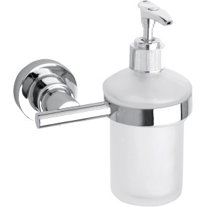 Tesa Luup Seifenspender aus verchromtem Edelstahl zur Wandmontage.