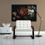Vintage Blumen Wandbild mit Rosen und Lilien, 120x80 cm, Leinwandbild für Wohnzimmer und Küche.
