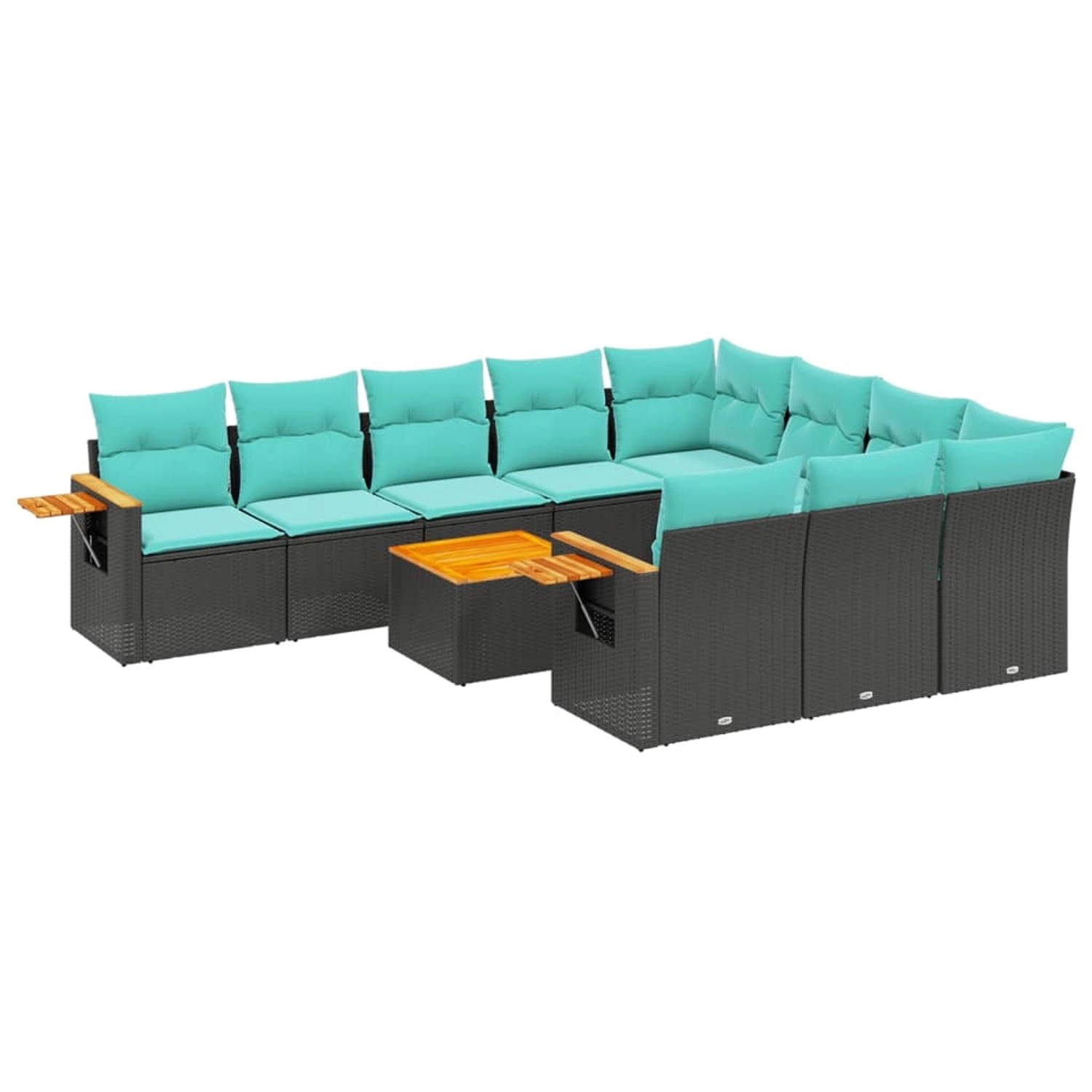 vidaXL 11-Tlg Garten-Sofagarnitur mit Kissen Schwarz Poly Rattan 3227184 günstig online kaufen