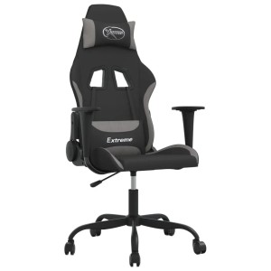 vidaXL Gaming-Stuhl mit Massagefunktion Schwarz und Hellgrau Stoff 345470