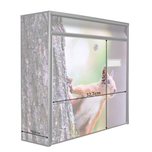 Banjado Briefkasten Schwarz mit Eichhörnchen Motiv, inkl. Montagematerial und 2 Schlüsseln.