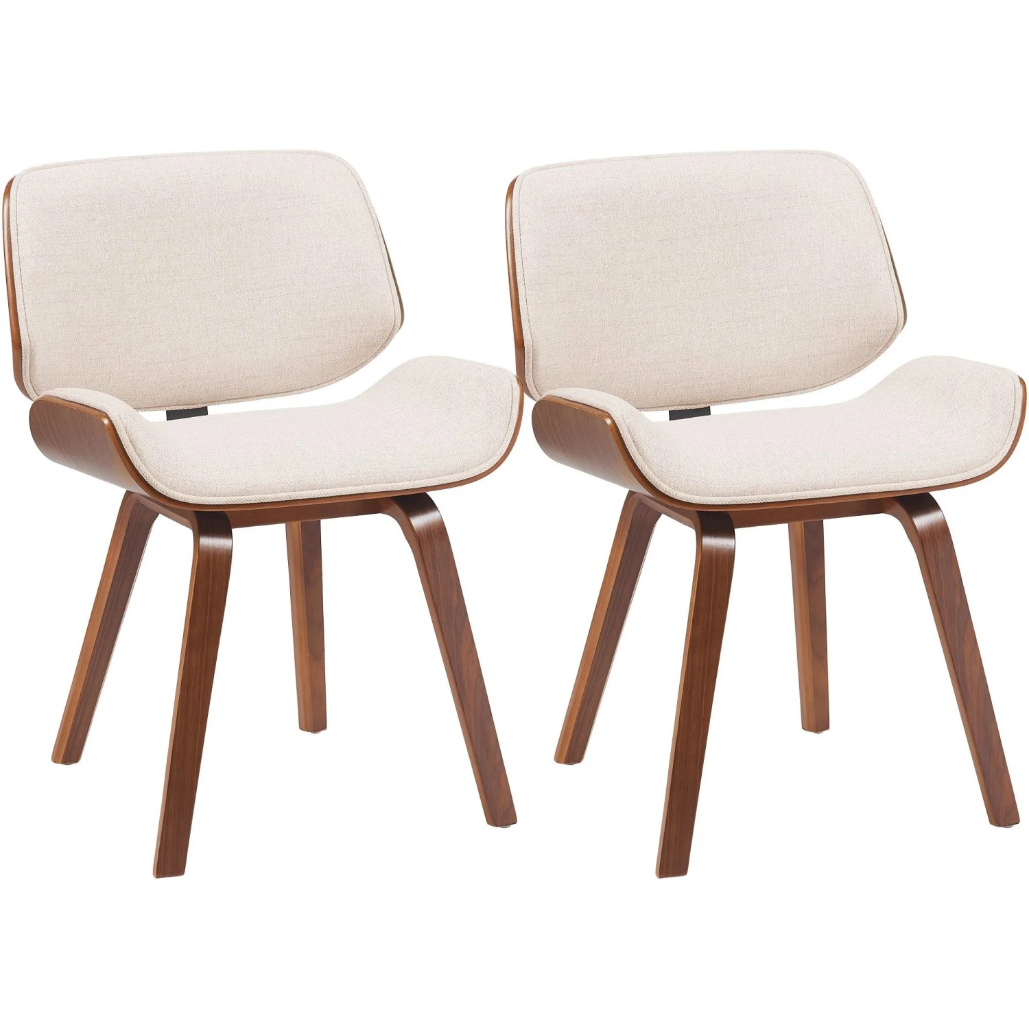 CLP Esszimmerstühle 2er Set Beverley Stoffbezug Walnuss/Creme