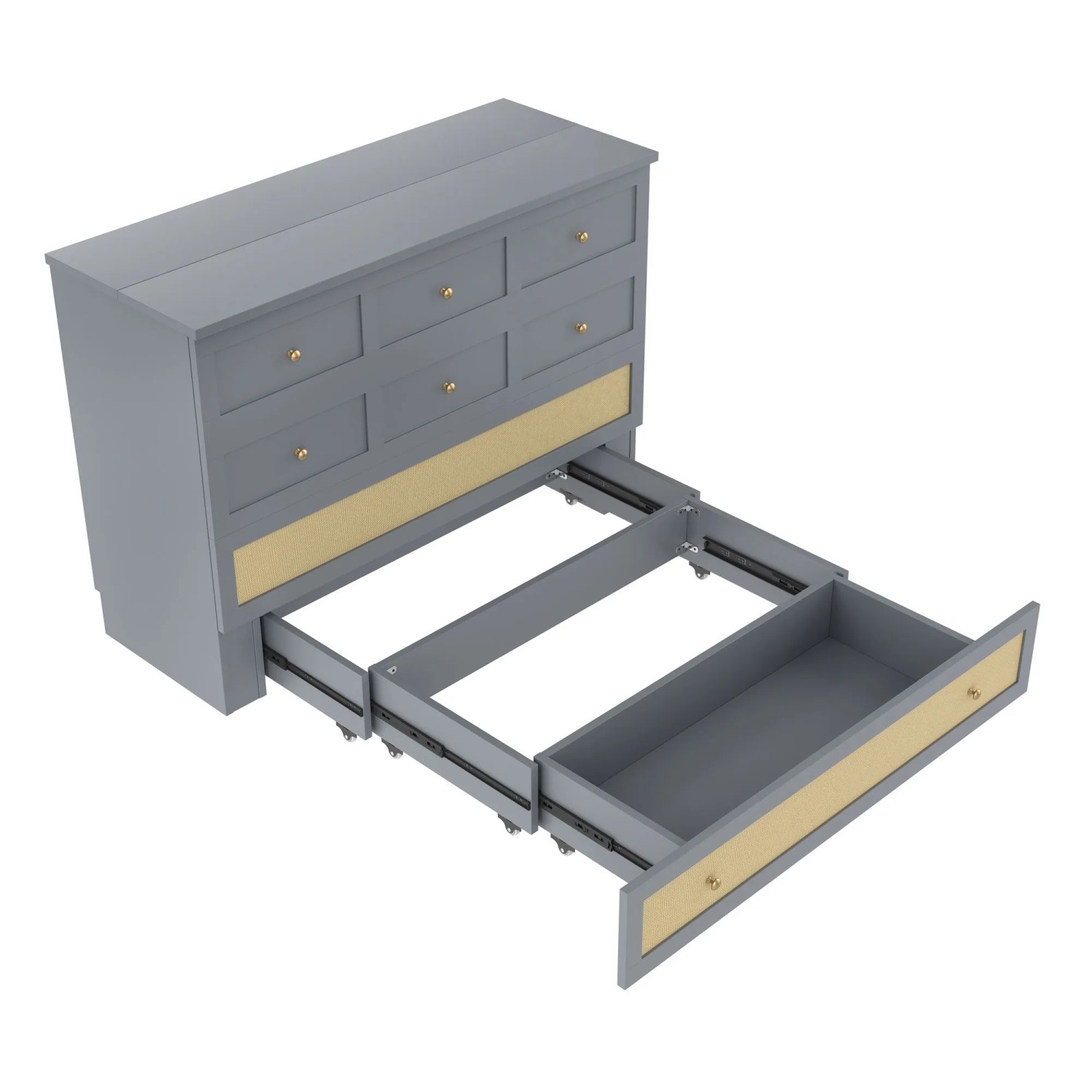 okwish Schrankbett 140x200cm mit USB und Schubladen Schlafzimmer Grau ohne Matratze