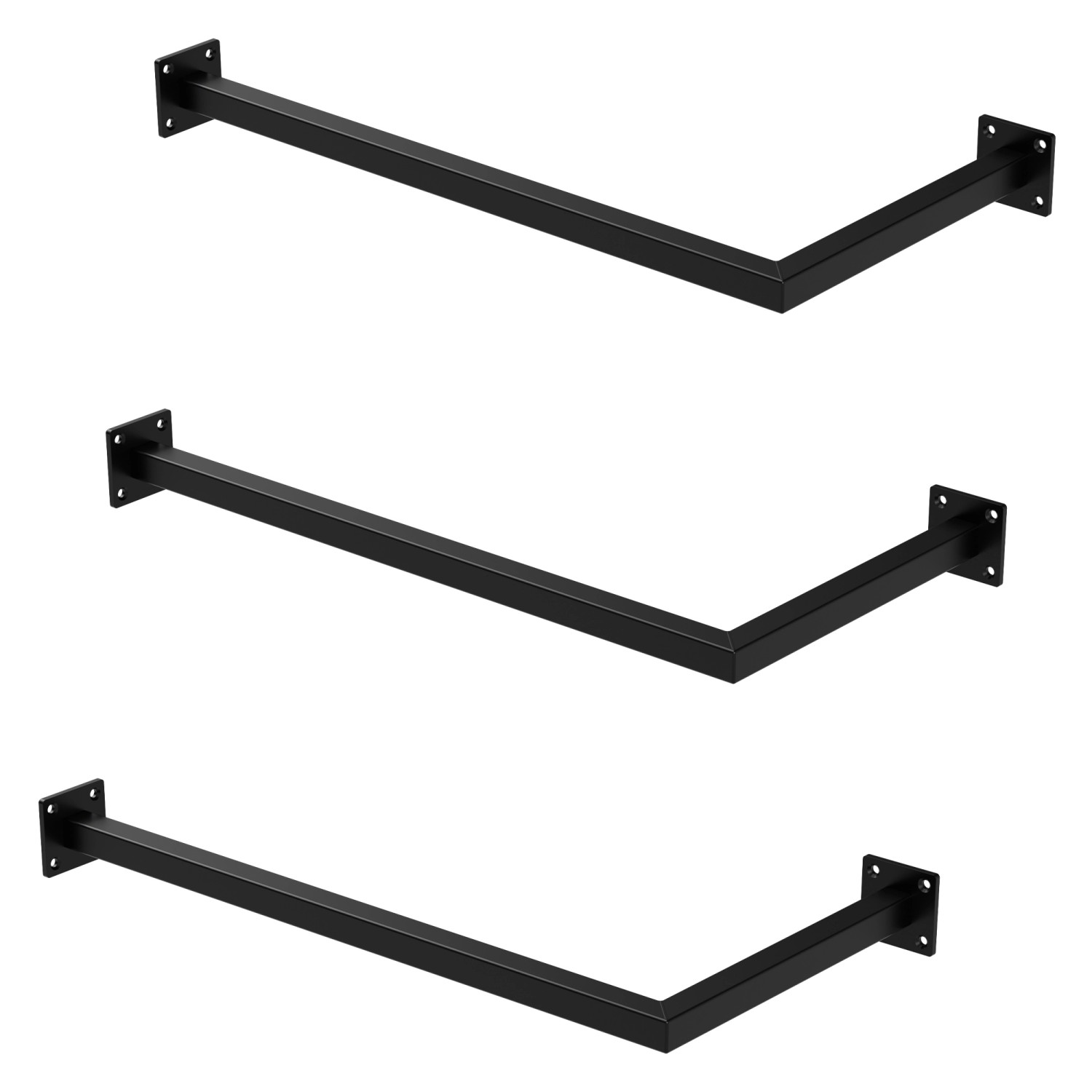 Thumbnail - ML-Design 3Er Set Kleiderstange Übereck für Wand 30x60cm Schwarz Stahl