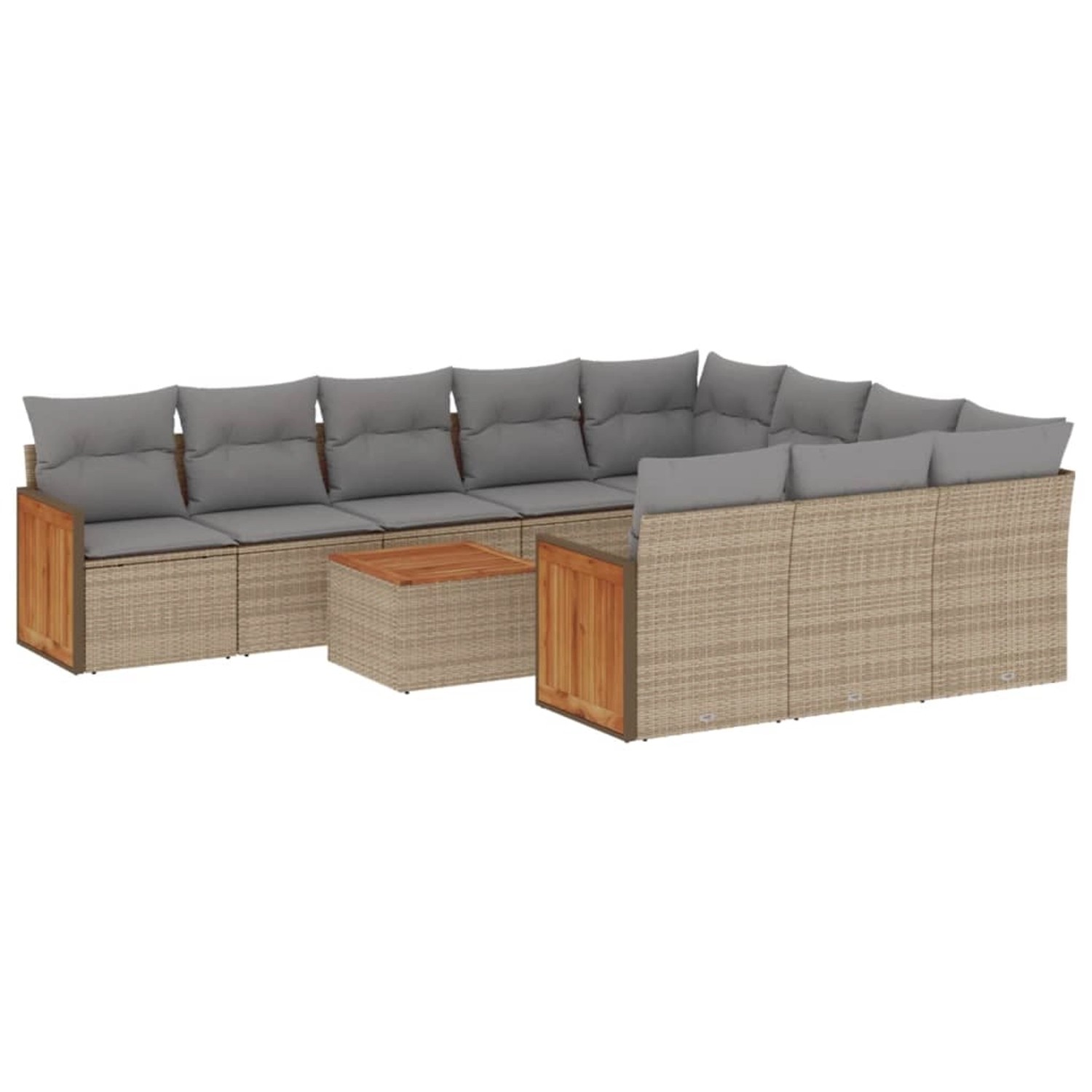 vidaXL 11-Tlg Garten-Sofagarnitur mit Kissen Beige Poly Rattan 3260428 günstig online kaufen