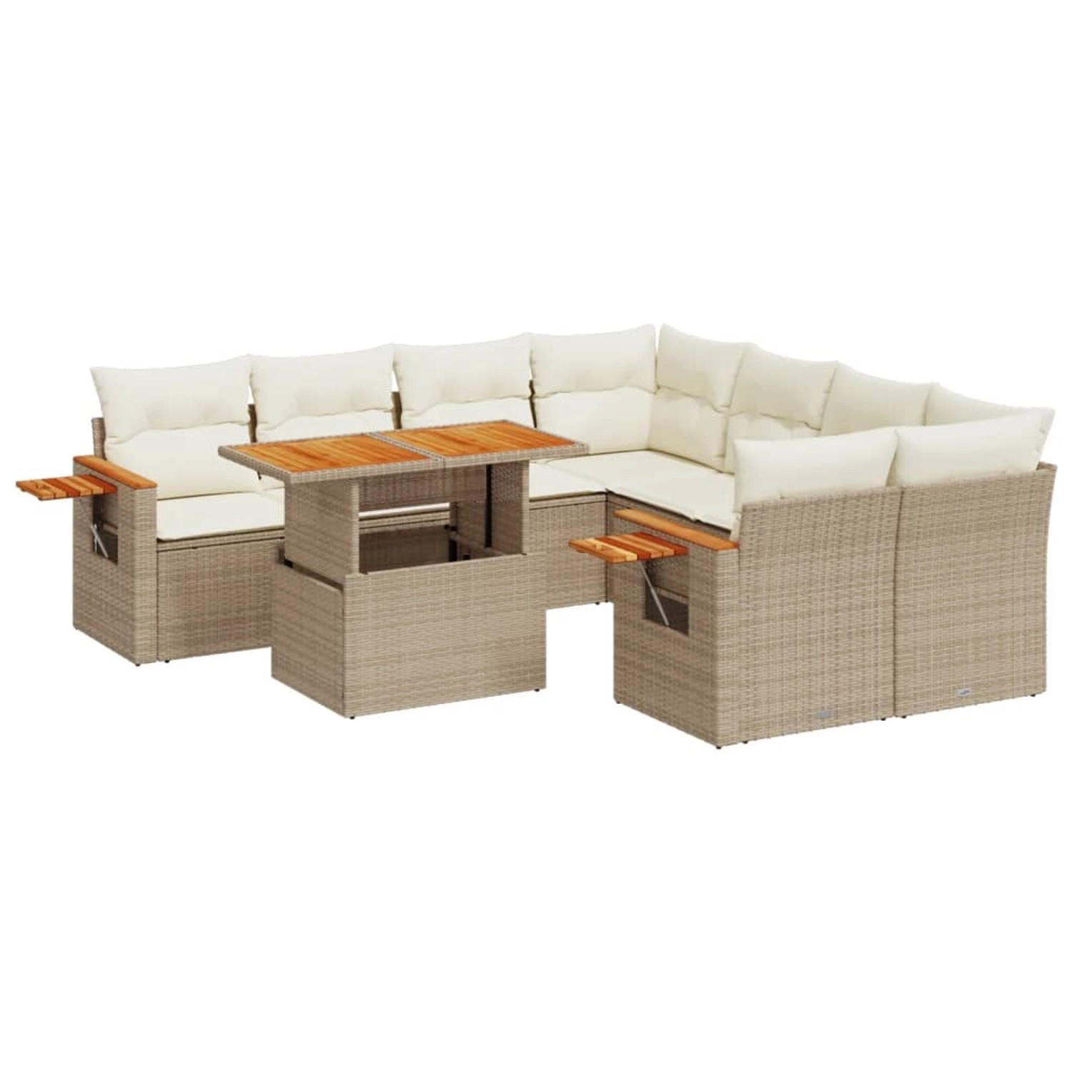 vidaXL 9-tlg Garten-Sofagarnitur mit Kissen Beige Poly Rattan Modell 291 günstig online kaufen