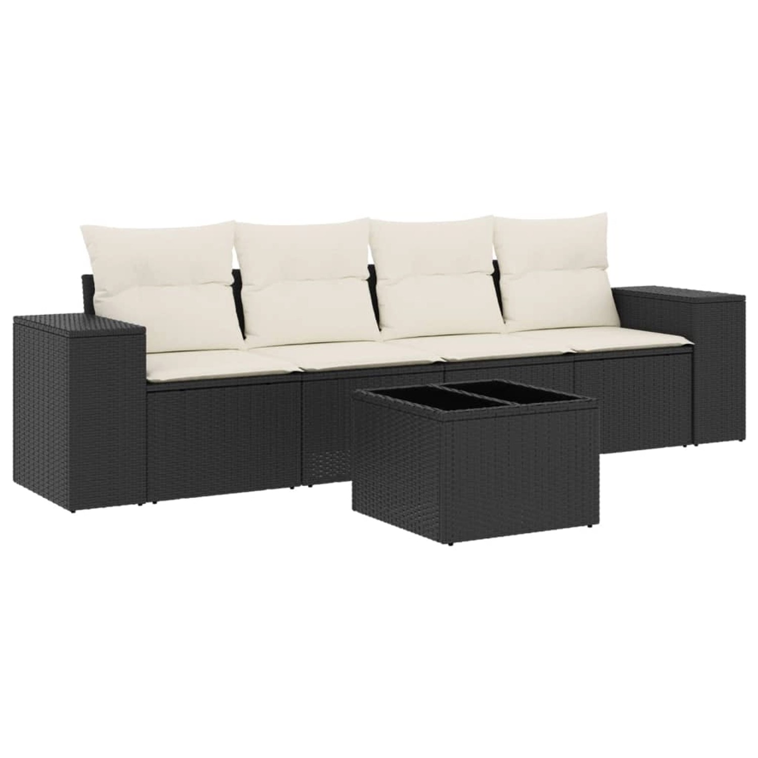 vidaXL 5-Tlg Garten-Sofagarnitur mit Kissen Schwarz Poly Rattan 3254623 günstig online kaufen