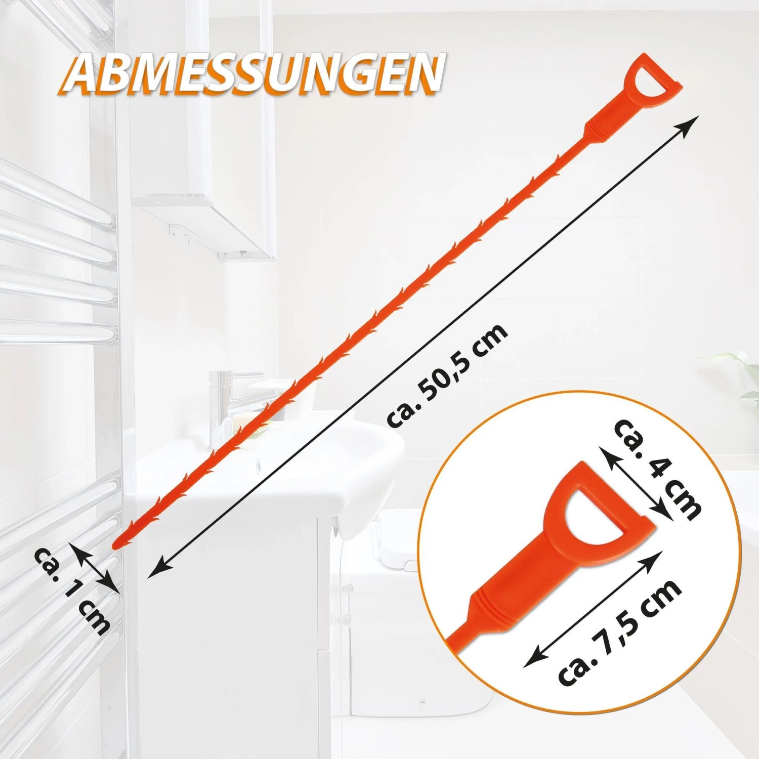 Bestlivings Abflussschlange 4er-Pack: Abflussreiniger und Verstopfungsentferner mit Maßen.