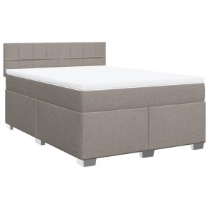 vidaXL Boxspringbett mit Matratze Taupe 160x200 cm Stoff 3288243