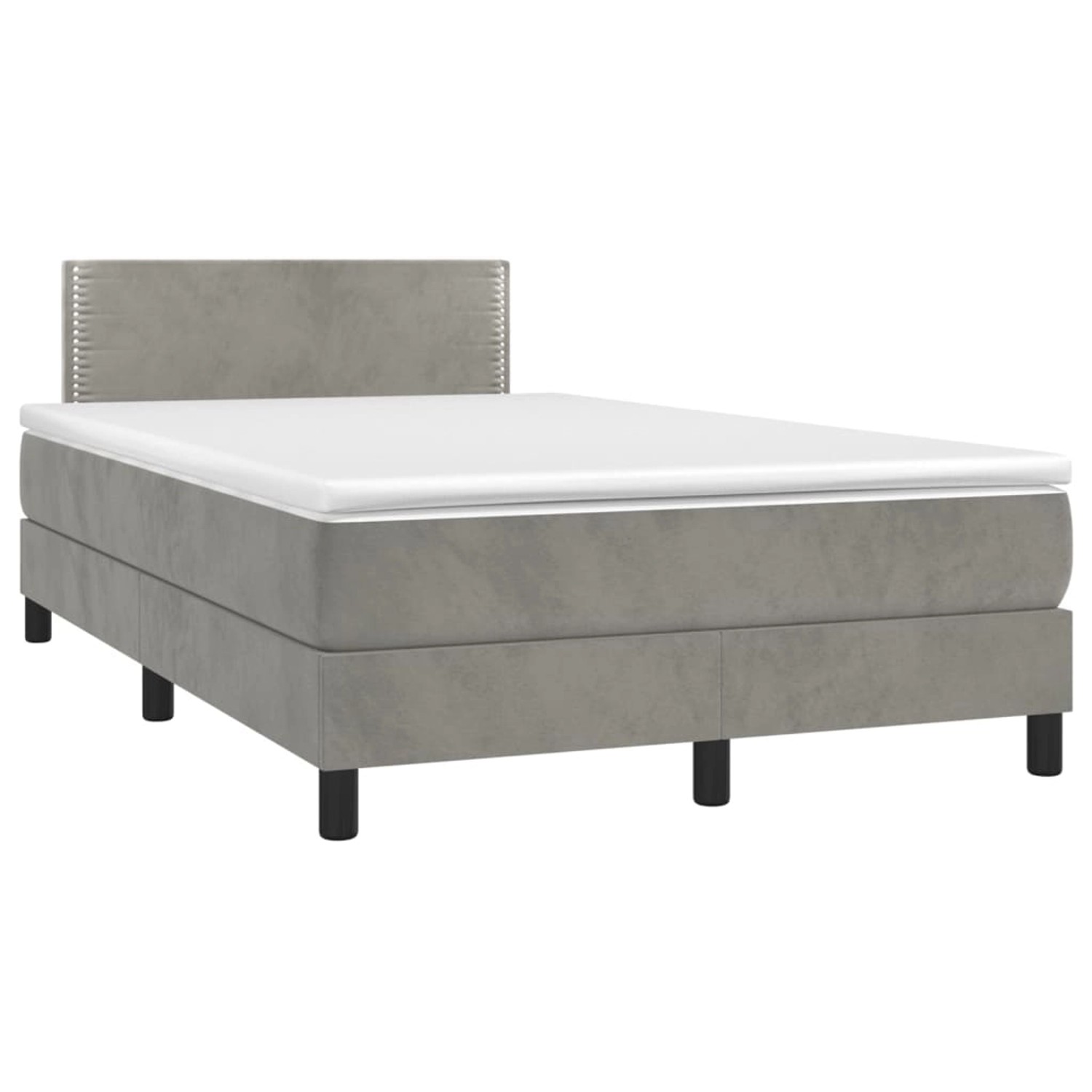 vidaXL Boxspringbett mit Matratze & LED Hellgrau 120x200 cm Samt 3134333 günstig online kaufen