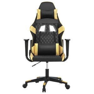 vidaXL Gaming-Stuhl mit Massagefunktion Schwarz & Golden Kunstleder 345513
