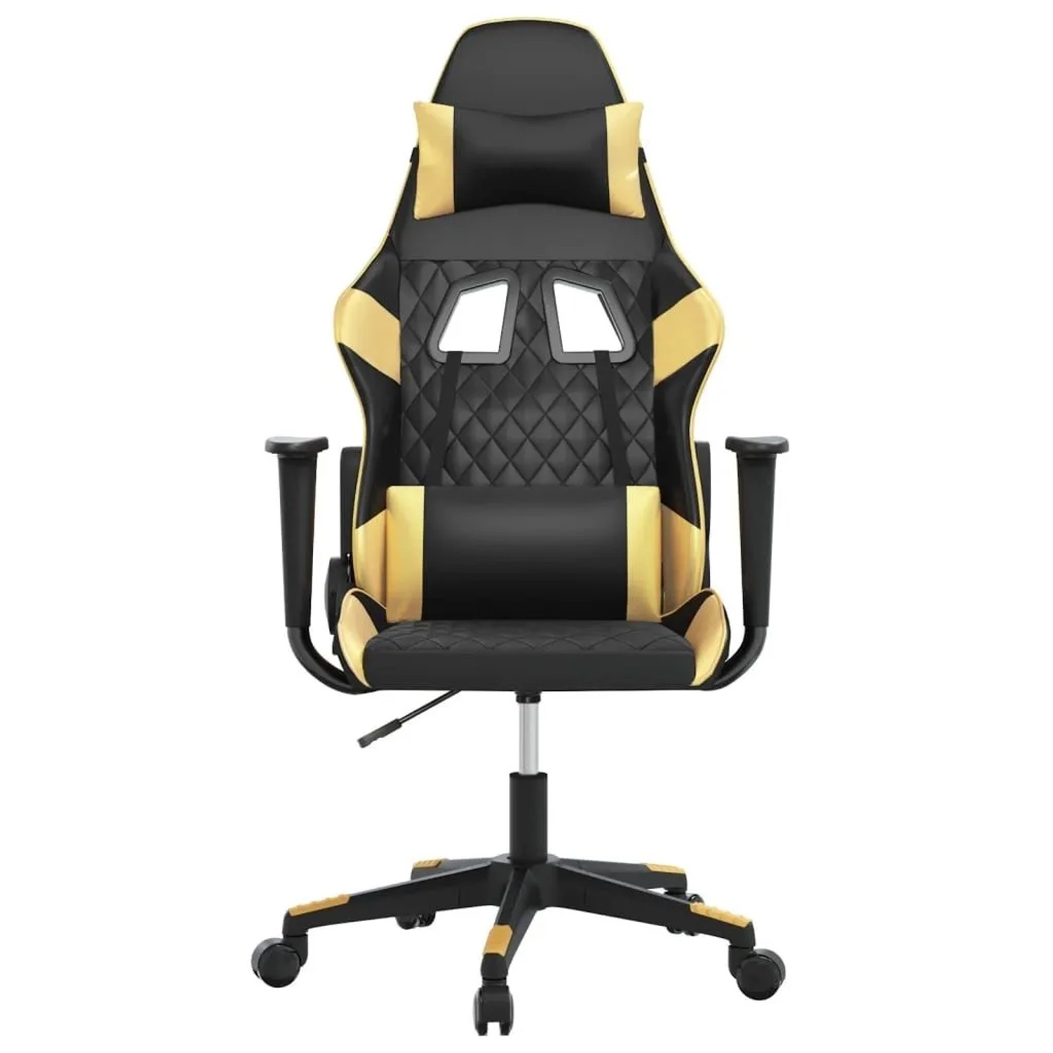 vidaXL Gaming-Stuhl mit Massagefunktion Schwarz & Golden Kunstleder 345513_3