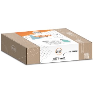 CREATE! by OBI DIY Farb-Set Blaugrün, Karton mit Farbe, Pinsel, Kreppband und Anleitung.