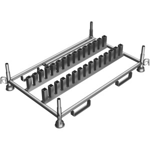 Schake Stapelpalette für 30 Schilder, feuerverzinkt, zur Lagerung von Baugeräten.