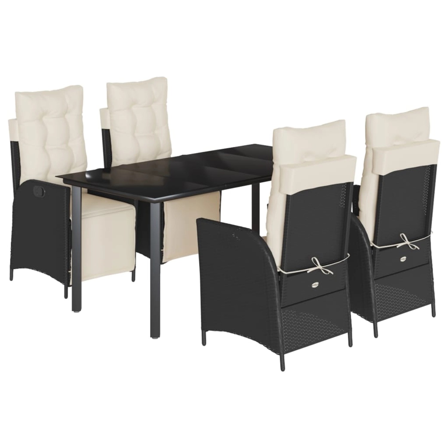 vidaXL 5-Tlg Garten-Essgruppe mit Kissen Schwarz Poly Rattan 3213388 günstig online kaufen