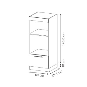 Skizze: Vicco Mikrowellenschrank Fame-Line, dunkelblau/anthrazit, 60 cm breit, mit Maßen.