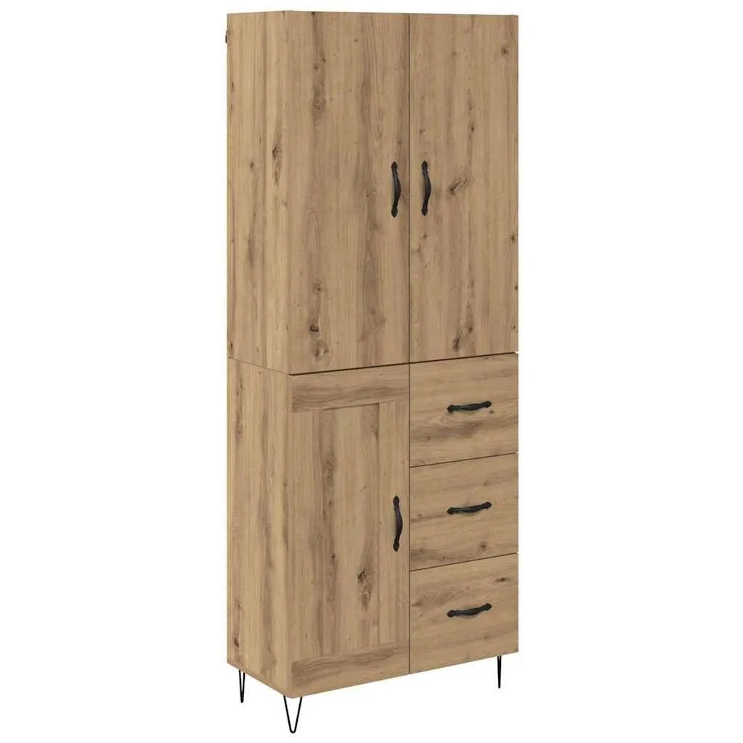 vidaXL Highboard 2-Tlg Artisan-Eiche Ingenieurholz und Glas 3415852 günstig online kaufen
