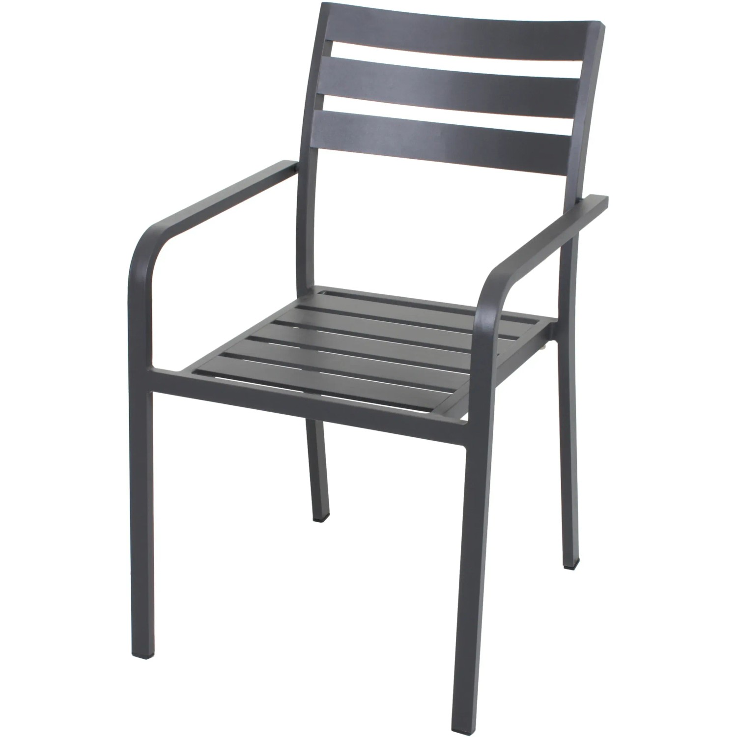 Garden Pleasure Stuhl Treviso, 4er-Set, anthrazitfarbener Gartenstuhl aus Aluminium mit Armlehnen.